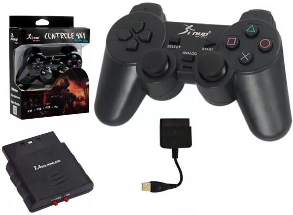 Controle Dualshock Analogico Ps2 E 3 Pc Usb Wireless Kp-5423